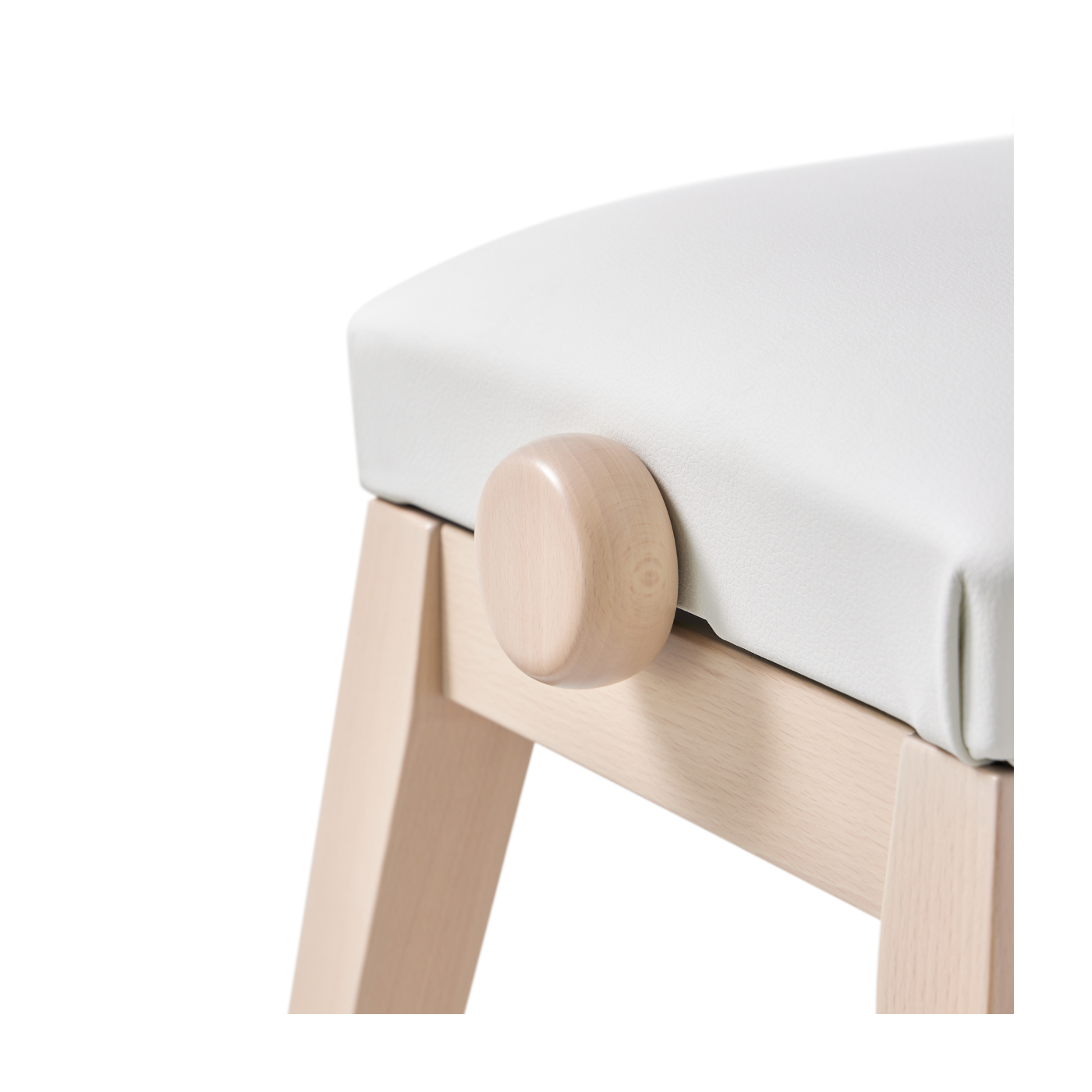 HIDRAU Premium Rise & Fall Piano Stool; White Vinyl And Matching Wood Veneer Legs