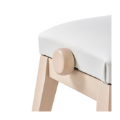 HIDRAU Premium Rise & Fall Piano Stool; White Vinyl And Matching Wood Veneer Legs