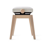 HIDRAU Premium Rise & Fall Piano Stool; White Vinyl And Matching Wood Veneer Legs