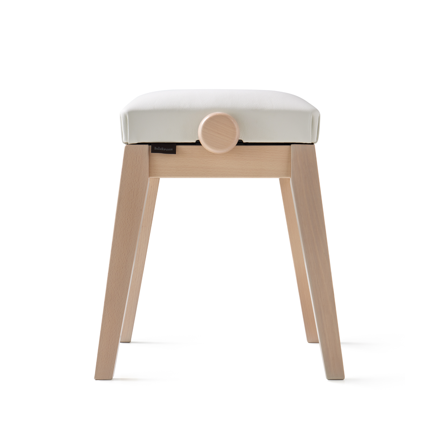 HIDRAU Premium Rise & Fall Piano Stool; White Vinyl And Matching Wood Veneer Legs