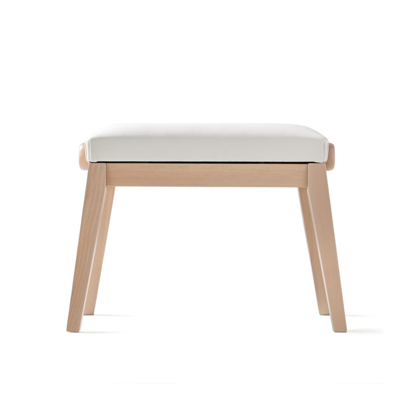HIDRAU Premium Rise & Fall Piano Stool; White Vinyl And Matching Wood Veneer Legs