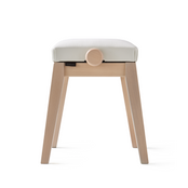 HIDRAU Premium Rise & Fall Piano Stool; White Vinyl And Matching Wood Veneer Legs