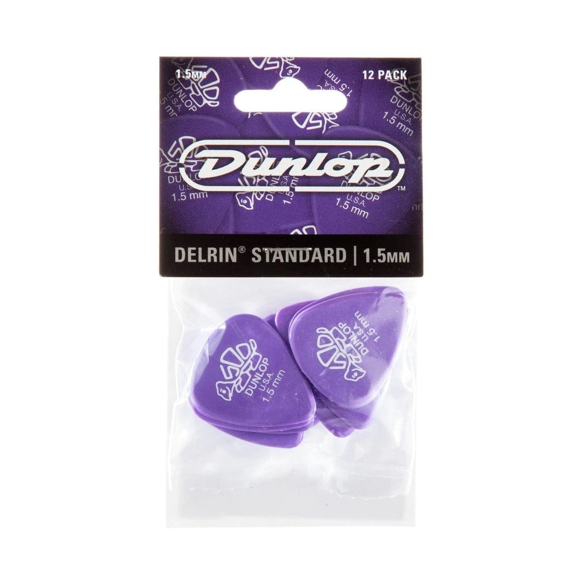 Jim Dunlop DELRIN 500 Plectrums 1.50MM LAVENDER 12 Pack
