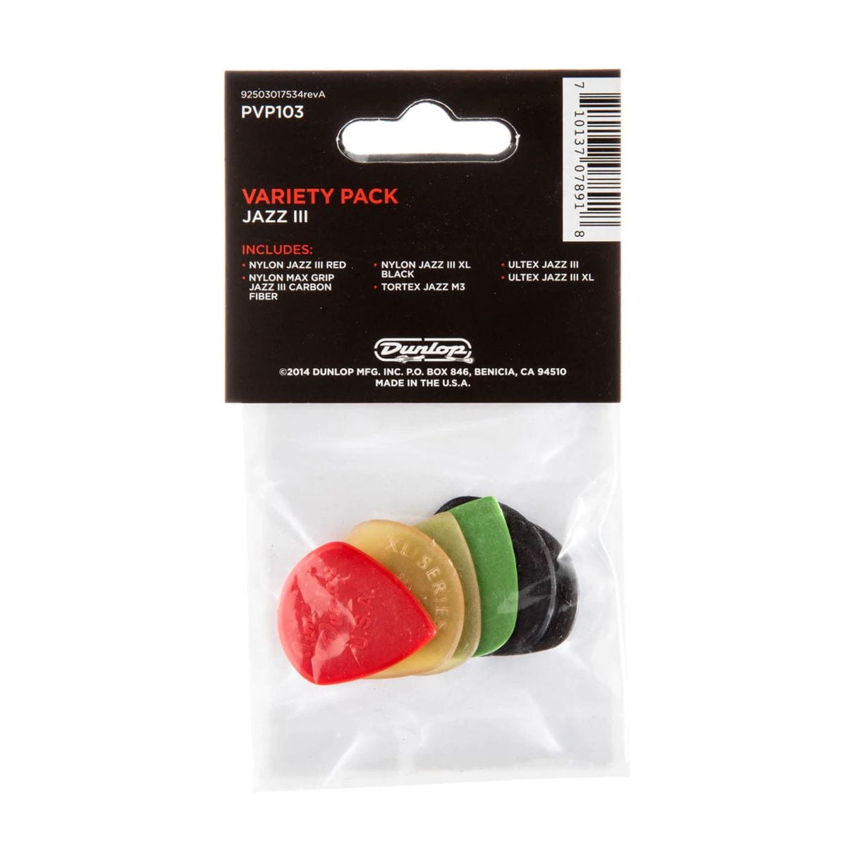 Jim Dunlop Variety Plectrums Jazz III 6 Pack