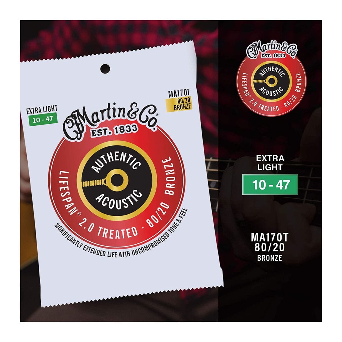 Martin Authentic Acoustic Lifespan 2.0 Extra Light 10-47 Guitar String Set