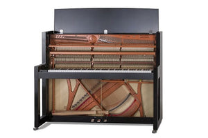 Feurich 115 Premiere Upright Piano; Polished Black Chrome Fittings