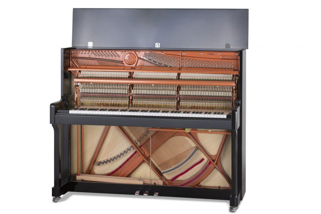 Feurich 122 Universal Upright Piano; Polished Black