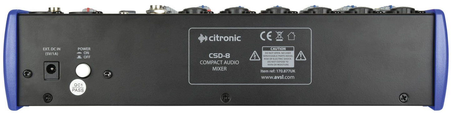 Citronic CSD-8 Compact Mixer with Bluetooth + DSP Effects