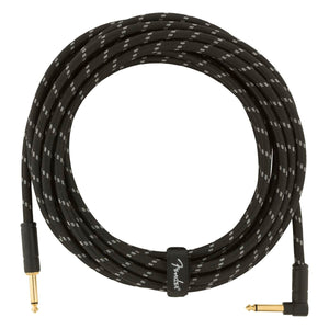 Fender Deluxe Series 18.6Ft Guitar Cable Angle Straight Black Tweed