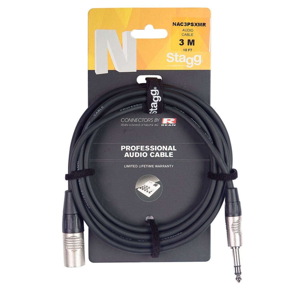 Stagg Music NAC3PSXMR Stereo Jack to Male XLR 3m Cable