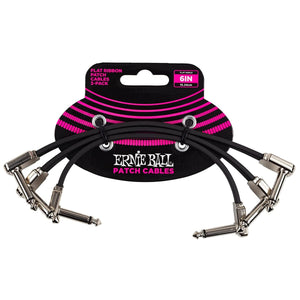 Ernie Ball 6" Flat Ribbon Patch Cable 3 Pack Black