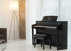 Kawai CA701 Digital Piano Value Package; Polished Ebony