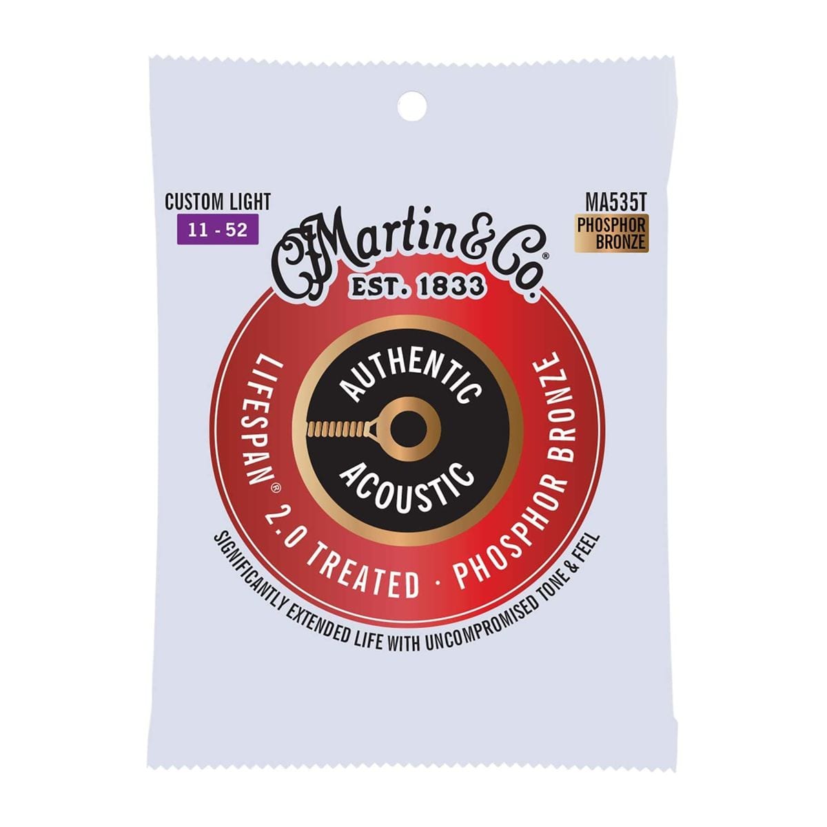Martin Authentic Acoustic Lifespan 2.0 Custom Light 11-52 Guitar String Set