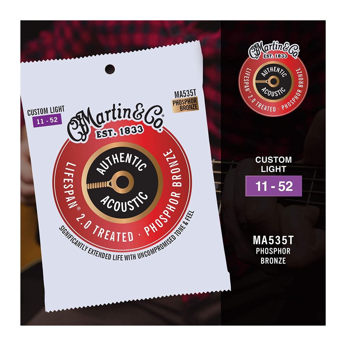 Martin Authentic Acoustic Lifespan 2.0 Custom Light 11-52 Guitar String Set