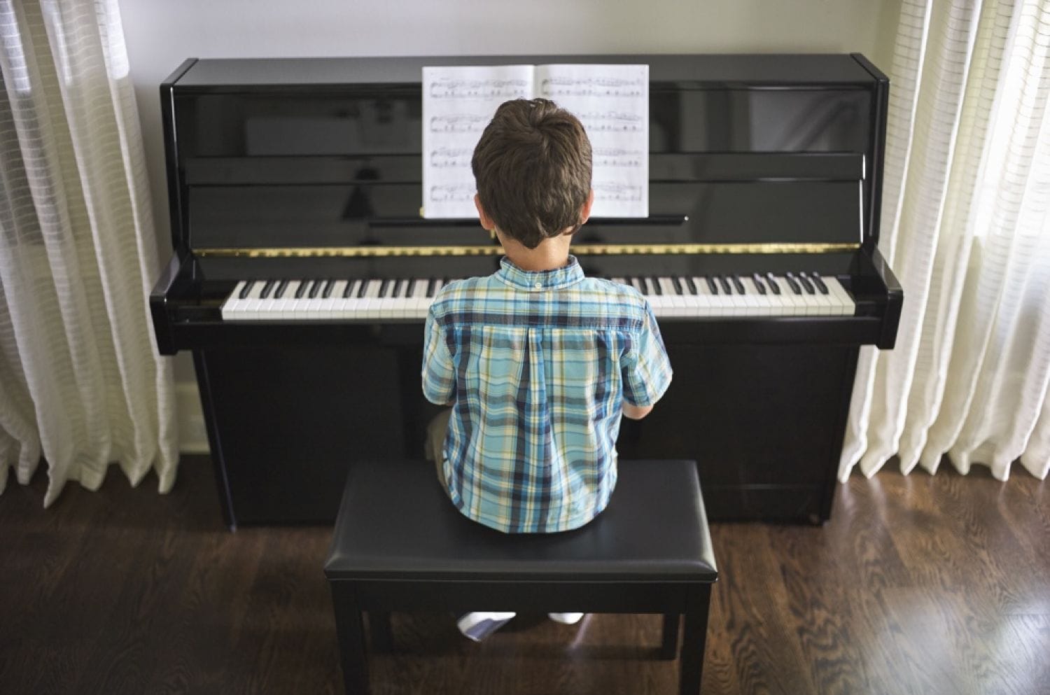 Yamaha B1 Upright Piano; Polished Mahogany