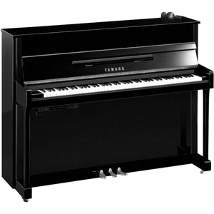 Yamaha B2 SC3 Silent Upright Piano; Polished Ebony With Chrome Fittings