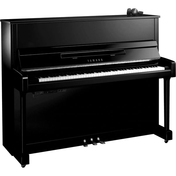 Yamaha B3 SC3 Silent Upright Piano; Polished Ebony With Chrome Fittings