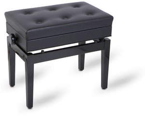 Feurich XD3 Button Top Piano Bench With Music Storage; Polished Ebony