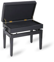 Feurich XD3 Button Top Piano Bench With Music Storage; Polished Ebony