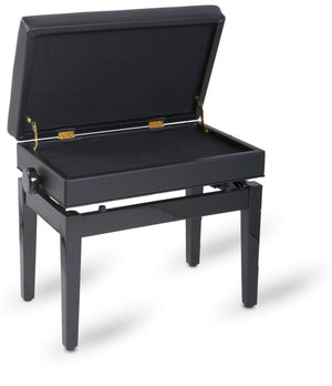 Feurich XD3 Button Top Piano Bench With Music Storage; Polished Ebony