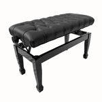 Nocturne Duet Concert Adjustable Leather Button Top Piano Stool; Polished Black