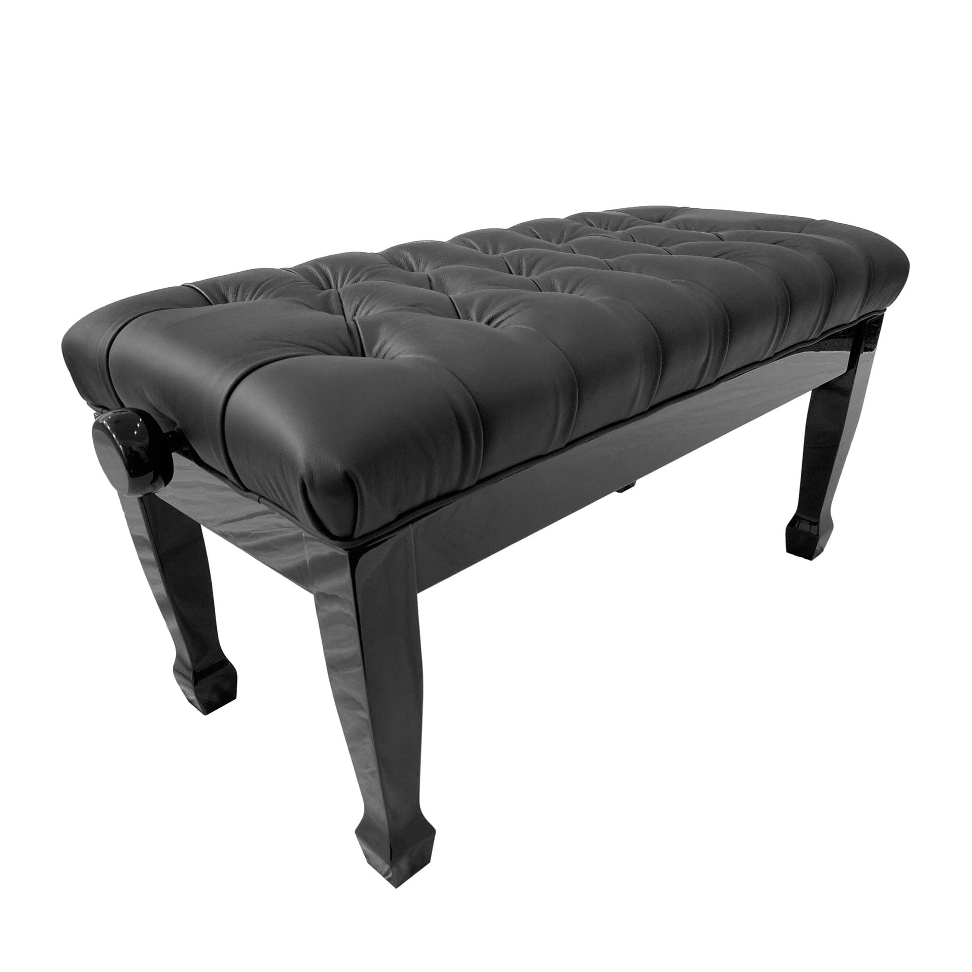 Nocturne Duet Concert Adjustable Leather Button Top Piano Stool; Polished Black