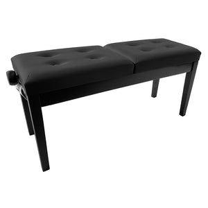 Nocturne Duet Adjustable Piano Stool With Button Top; Satin Black