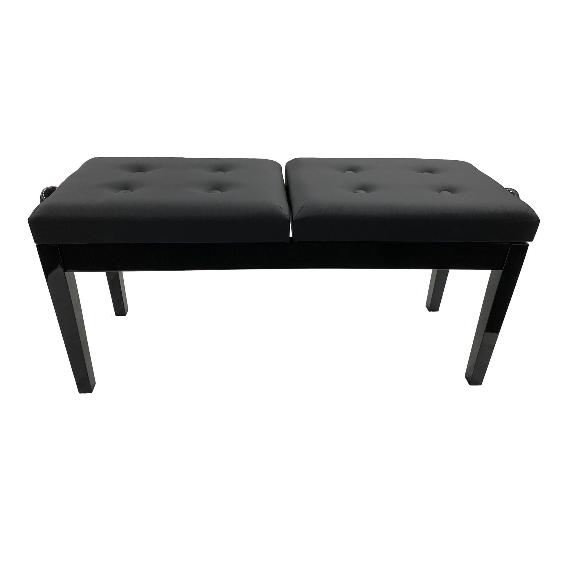 Nocturne Duet Adjustable Piano Stool With Button Top; Polished Black