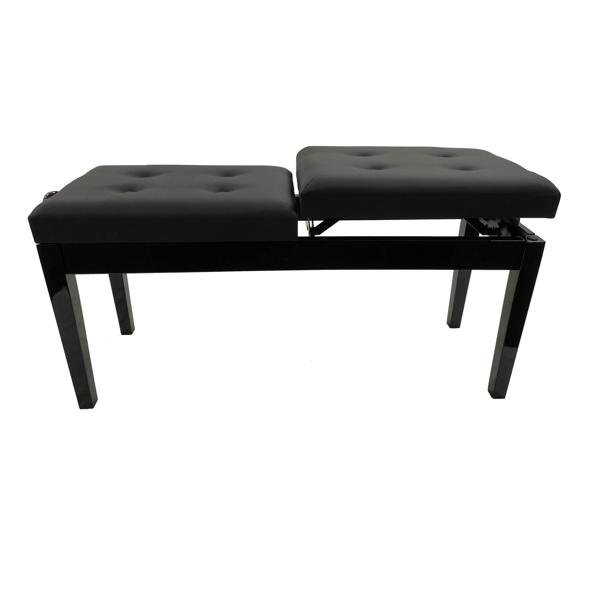 Nocturne Duet Adjustable Piano Stool With Button Top; Polished Black