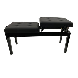 Nocturne Duet Adjustable Piano Stool With Button Top; Polished Black
