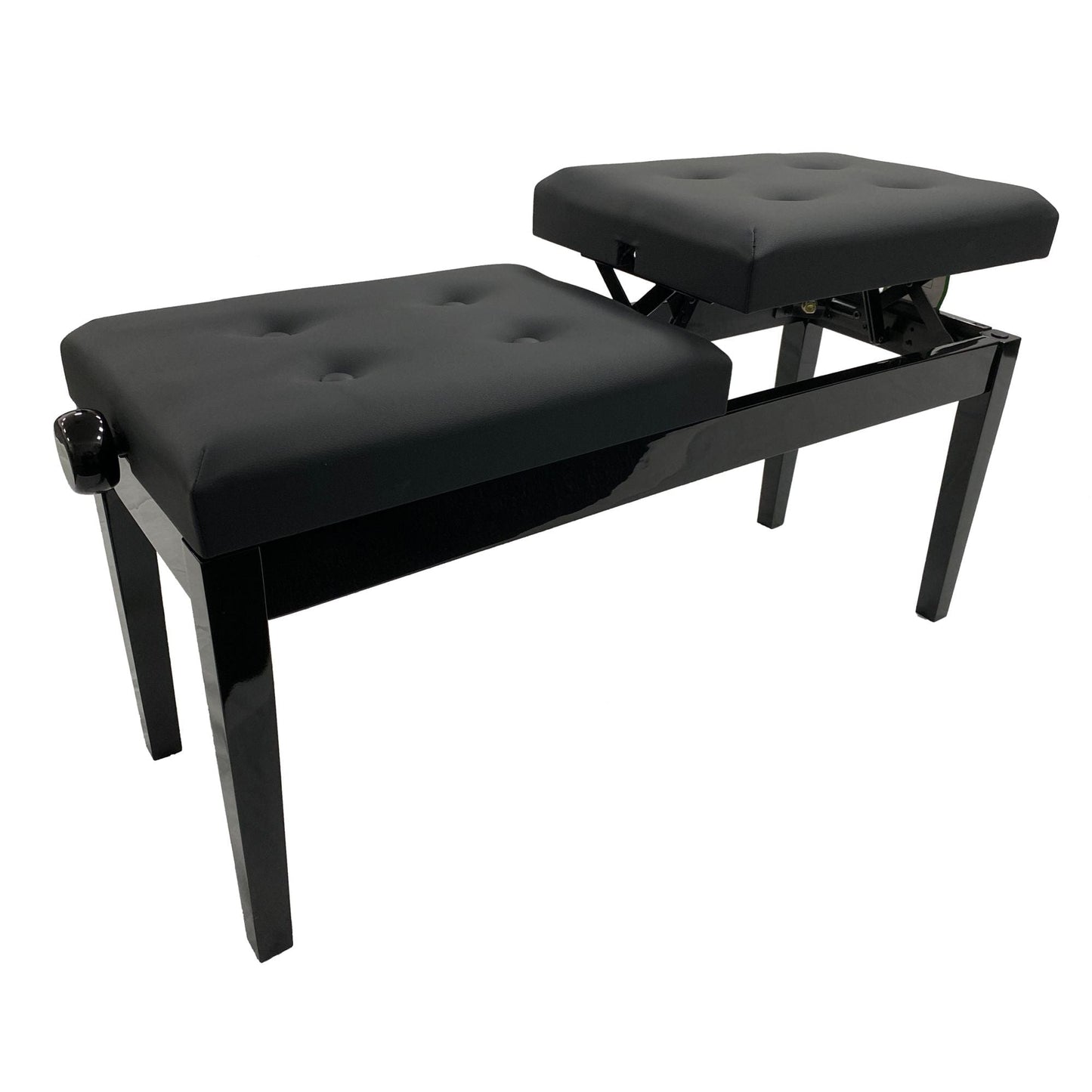 Nocturne Duet Adjustable Piano Stool With Button Top; Polished Black