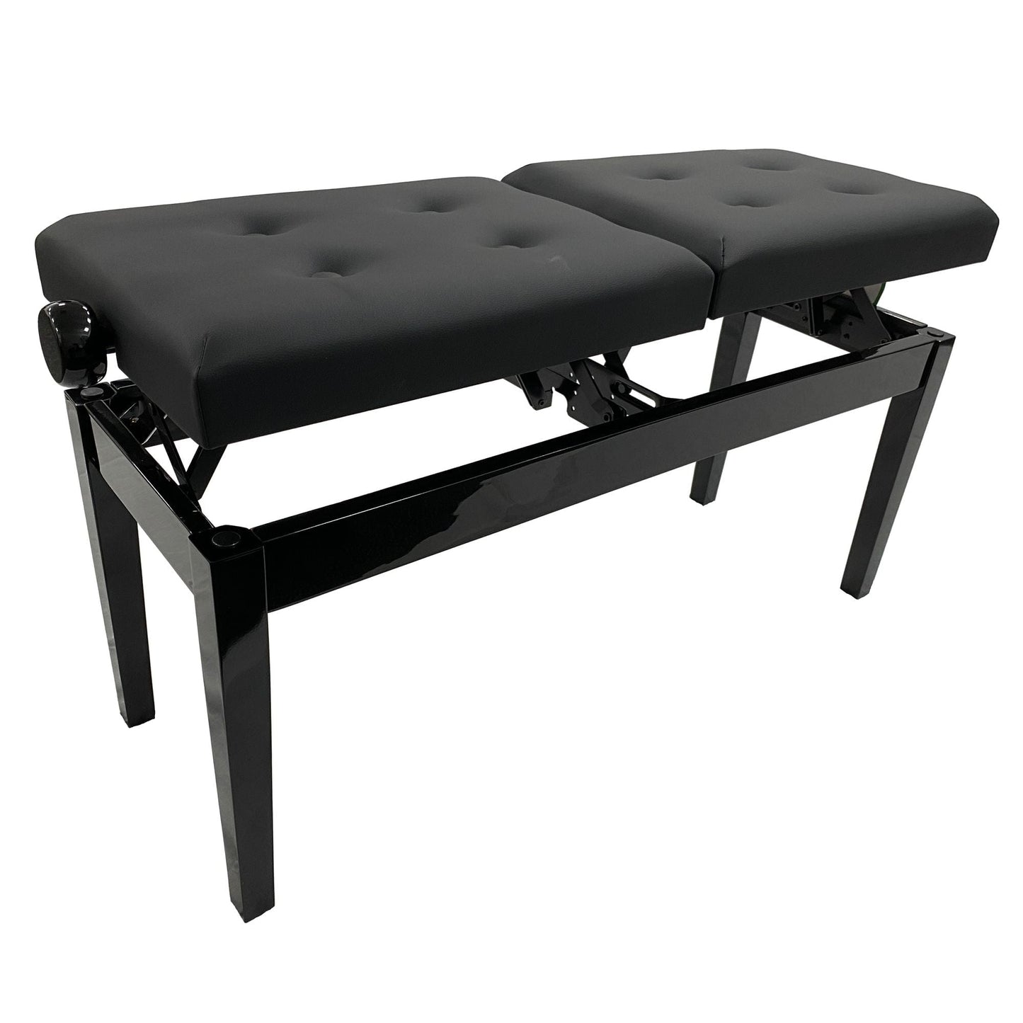 Nocturne Duet Adjustable Piano Stool With Button Top; Polished Black