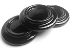Nocturne Grand Piano Castor Cups; Black Wood Set Of 3