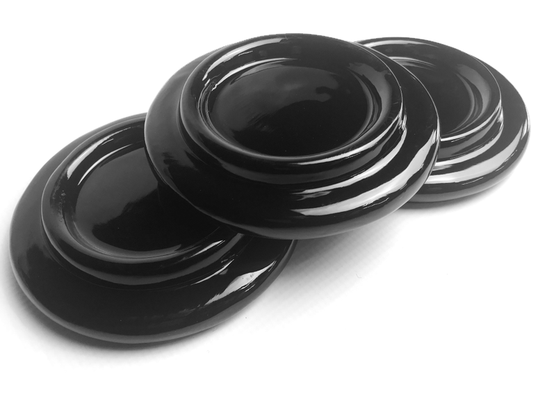 Nocturne Grand Piano Castor Cups; Black Wood Set Of 3