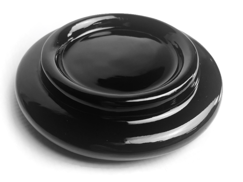 Nocturne Grand Piano Castor Cups; Black Wood Set Of 3