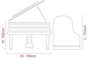Kawai GL10 Grand Piano; Polished Ebony with Silver Fittings