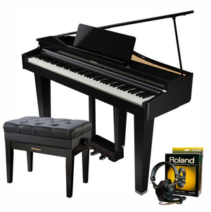 Roland GP3 Digital Compact Grand Piano Branded Package; Polished Ebony