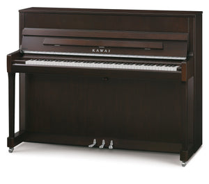 Kawai K200 Upright Piano; Dark Walnut & Silver Fittings