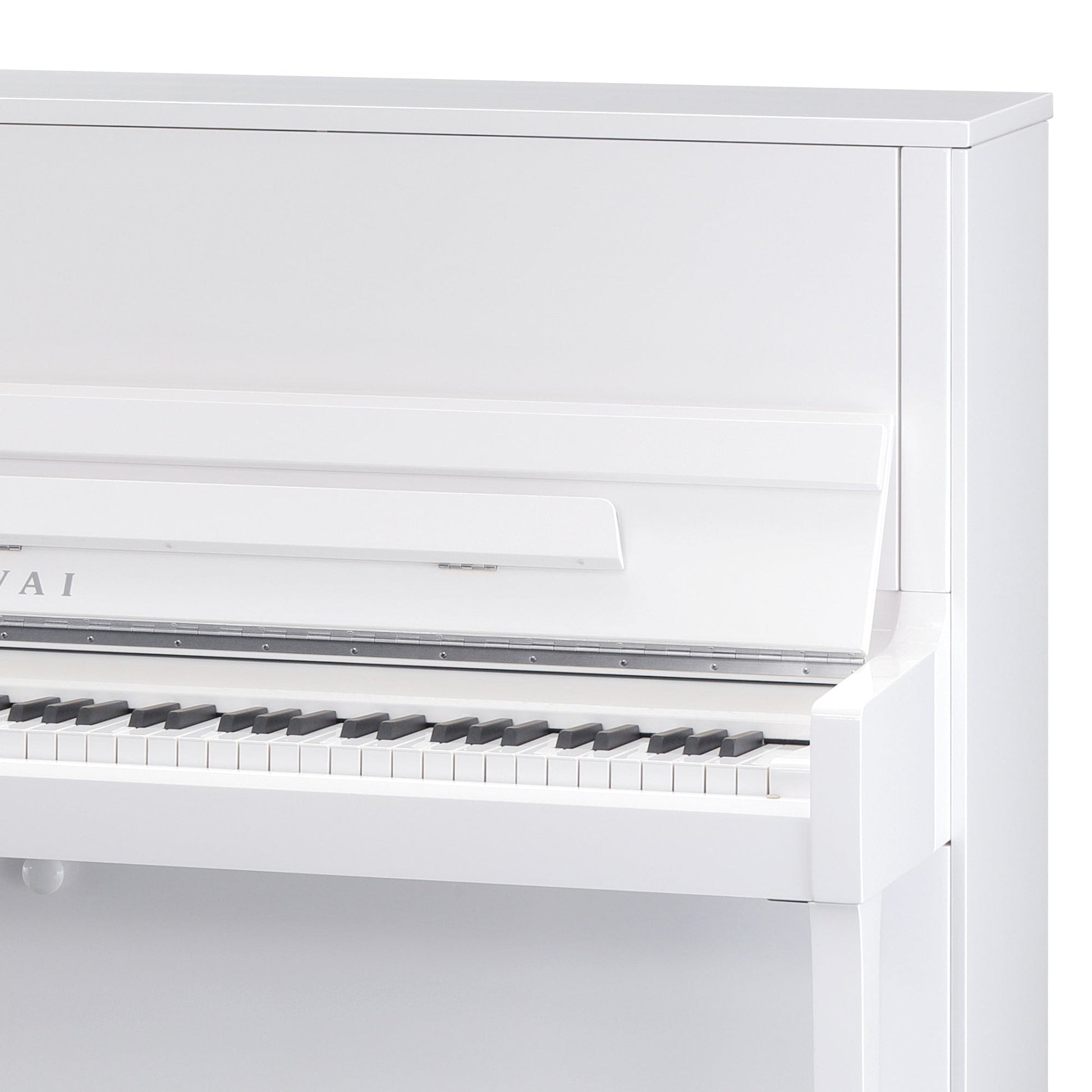 Kawai K300 Upright Piano; Snow White Polished & Silver Fittings