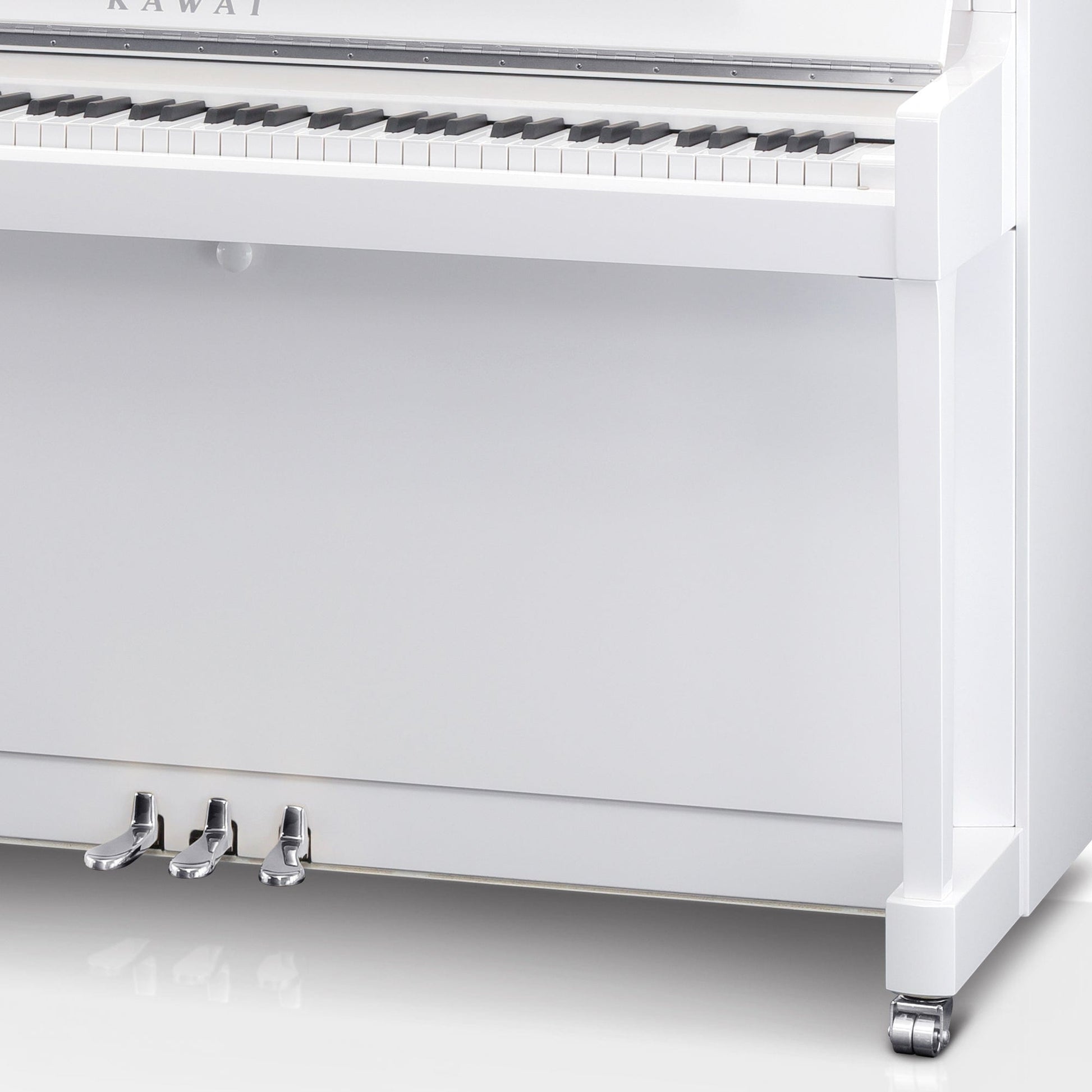 Kawai K300 Upright Piano; Snow White Polished & Silver Fittings