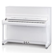 Kawai K300 Upright Piano; Snow White Polished & Silver Fittings