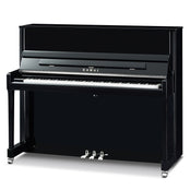 Kawai K300 ATX4 Anytime Silent Upright Piano; Polished Ebony & Silver
