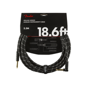 Fender Deluxe Series 18.6Ft Guitar Cable Angle Straight Black Tweed