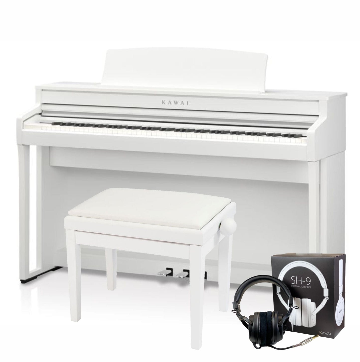 Kawai CA501 White with Piano Stool & Kawai SH9 Headphones