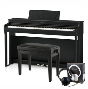 Kawai CN201 Digital Piano; Black with Piano Stool & Kawai SH9 Headphones