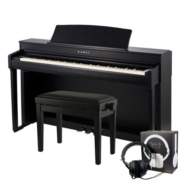 Kawai CN301 Digital Piano; Black with Piano Stool & Kawai SH9 Headphones