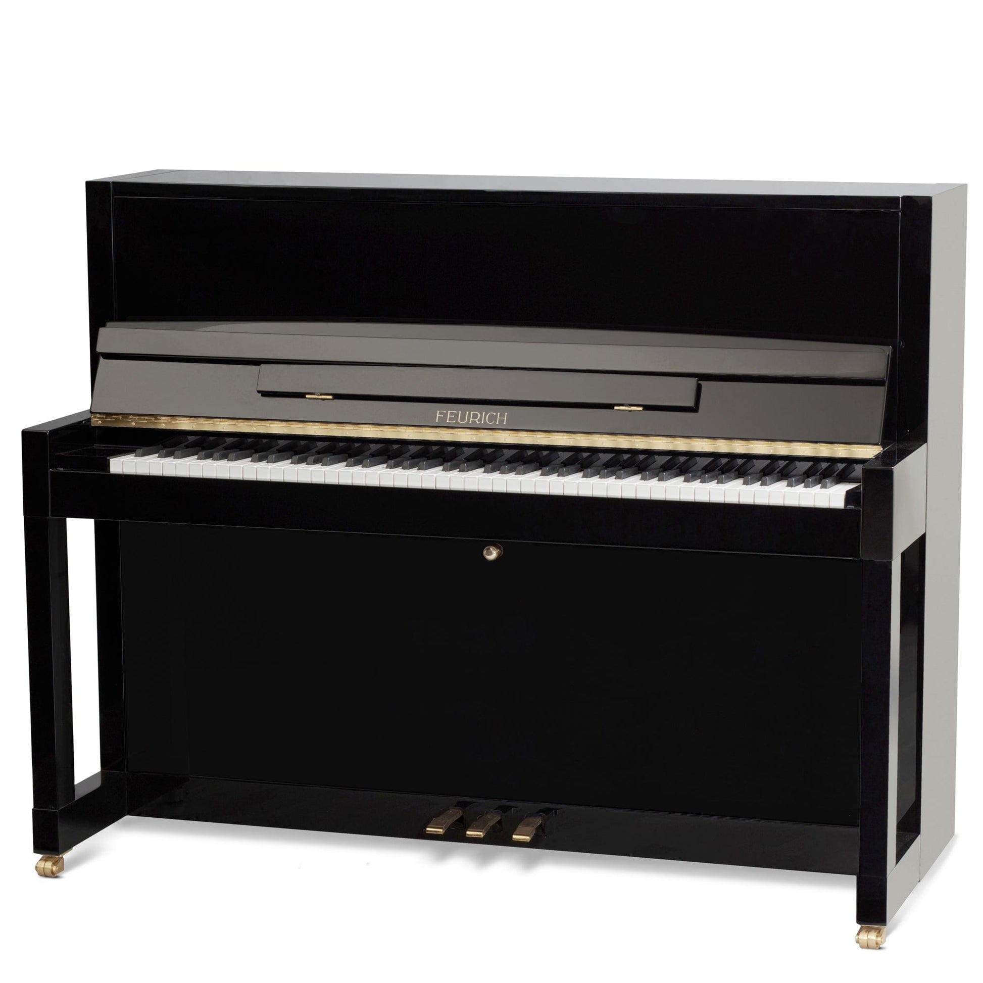Feurich 115 Premiere Upright Piano; Polished Black