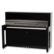 Feurich 115 Premiere Upright Piano; Polished Black Chrome Fittings