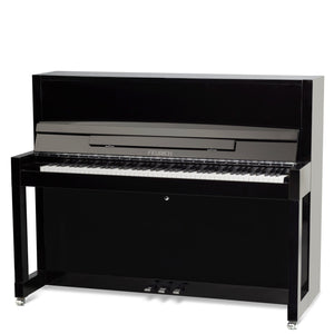 Feurich 115 Premiere Upright Piano; Polished Black Chrome Fittings