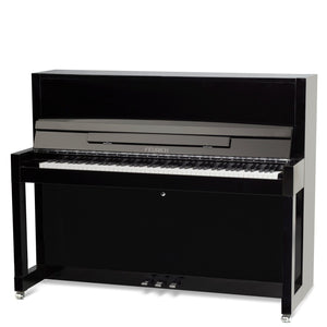 Feurich 115 Premiere Silent Upright Piano; Polished Black Chrome Fittings